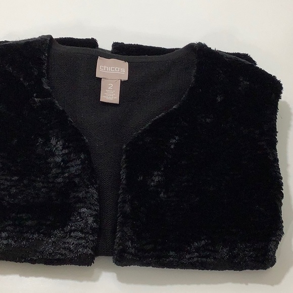 Chico’s 2 faux fur sweater back black vest size Large EUC - Picture 11 of 13
